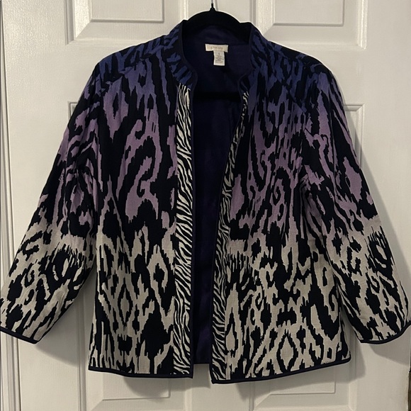 Chico's Jackets & Blazers - Chico's Deep Purple & Black Jacket REVERSIBLE & Animal print on the other side.